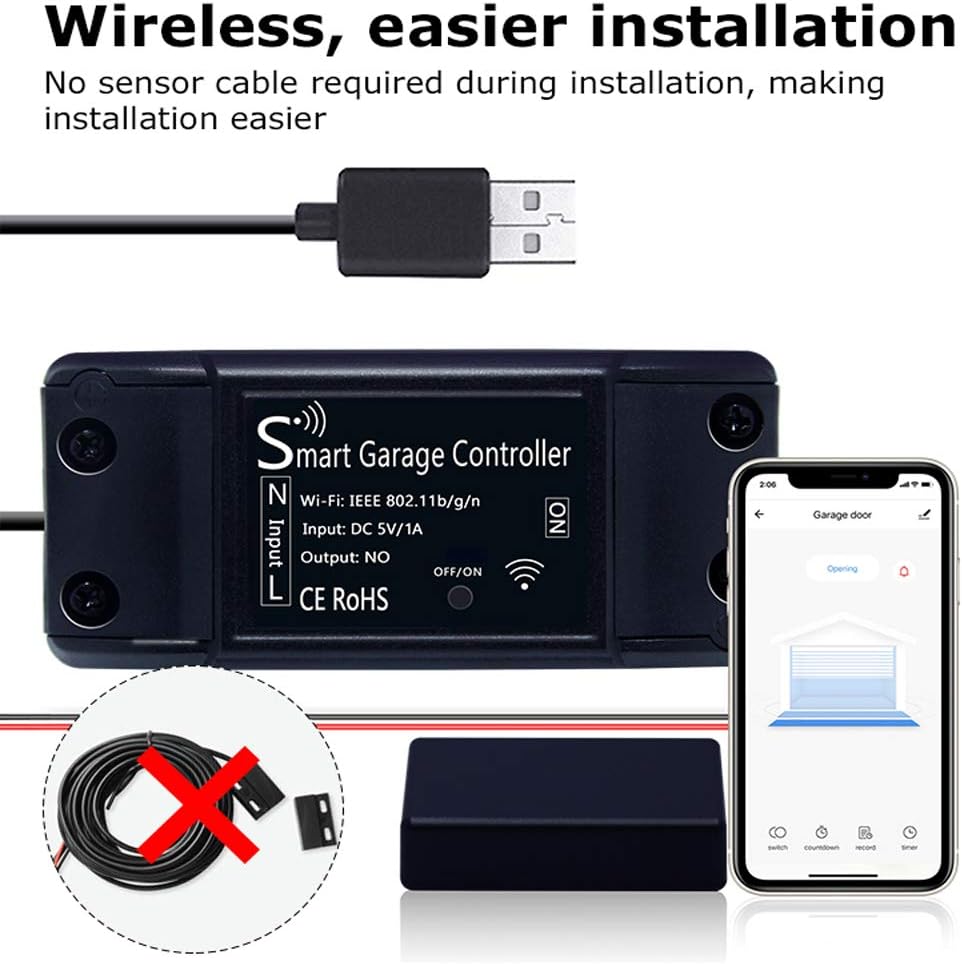 agshome wireless smart wi-fi garage door opener tuya, close-up detail