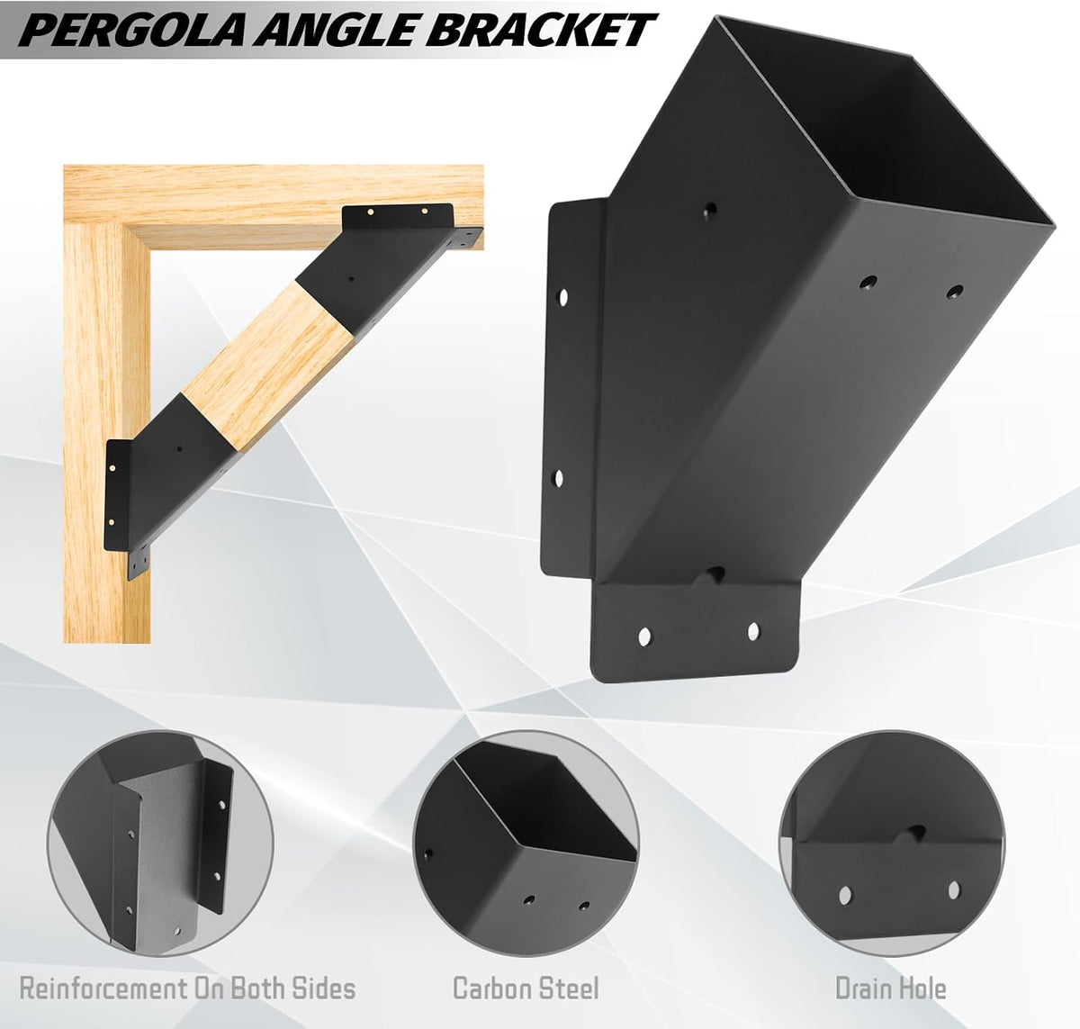 pergola angle support bracket,reinforced 45-degree angle bracket, close-up detail