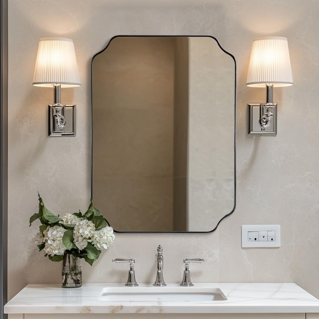 ANDY STAR Chrome Bathroom Mirror, 22x30 Inch Polished Chrome Rectangle Mirror