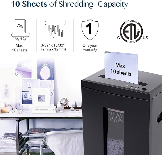 WOLVERINE 10-Sheet Super Micro Cut High Security Level P-5 Heavy Duty