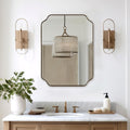 ANDY STAR Brushed Gold Mirror, Rounded Rectangle Bathroom Mirror