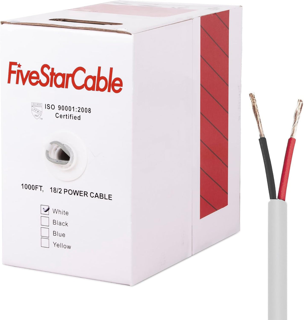 FiveStarCable 18-2 Gauge Low Voltage Stranded Cable Wire - 1000 ft
