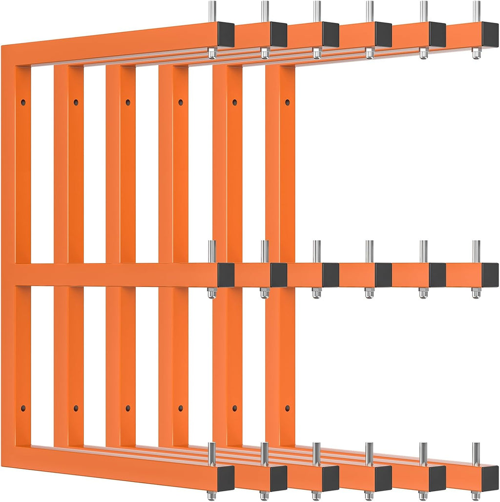 6 Pack Lumber Storage Rack, 9 Level Lumber Rack Wall-Mounted, 1980 lb