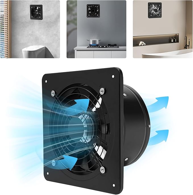 XUFOPLY 10 Inch Exhaust Fan, 110V 100W Wall Mounted Vent Fans 2600RPM Kitchen