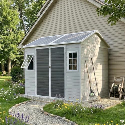Restland 8x6 FT Resin Storage Shed with Floor & Adjustable Windows