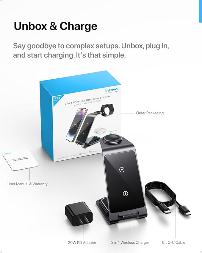 Intoval Aluminum 3 in 1 Wireless Charging Station
