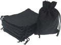 50Pcs Black Burlap Bags with Drawstring, 5.9x7.5 inch Jute Favor Sacks Linen Treat Bags for Halloween, Wedding, Party, Memorial Day, DIY Craft