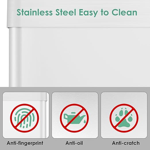 Arlopu Automatic Trash Can, Sensor Motion Stainless Steel Garbage Bin,