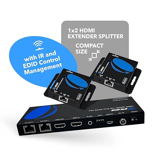 OREI 4K 1x2 HDMI Over ethernet Extender Splitter Over CAT6/7 ethernet Cable
