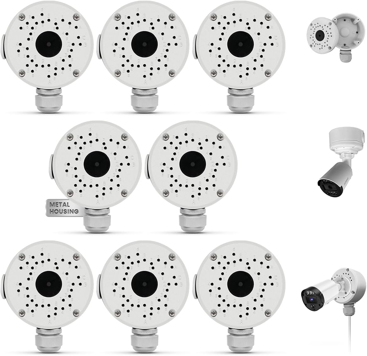 Universal Security Camera Junction Box, IP66 Metal Cable Concealment Box