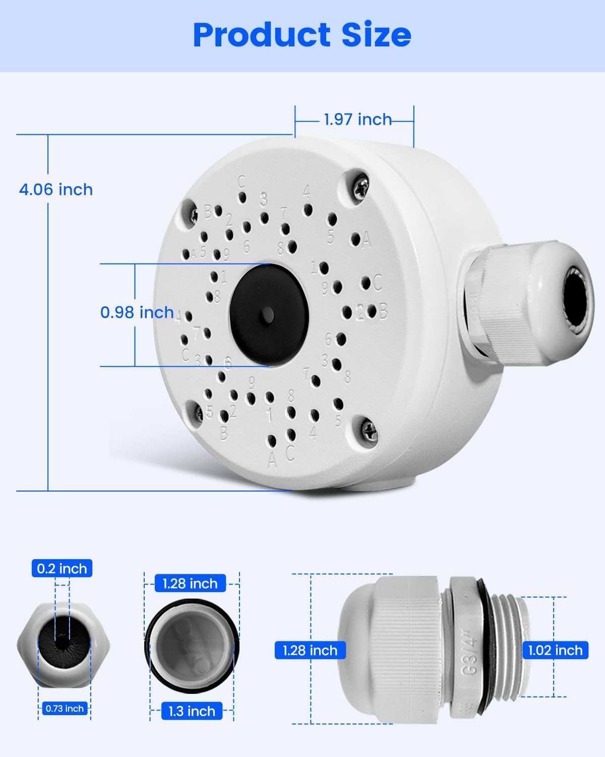 universal security camera junction box, ip66 metal cable, package contents