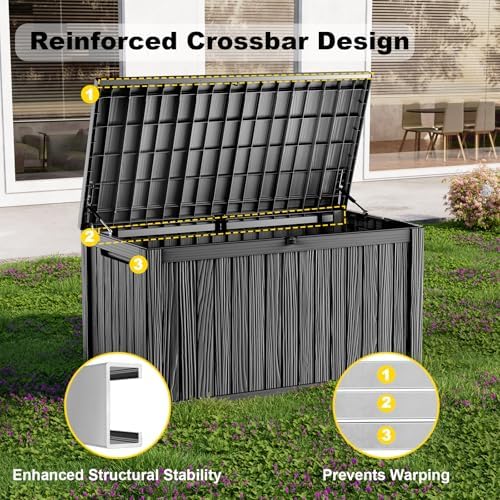 260 Gallon Large Outdoor Storage Box, Black