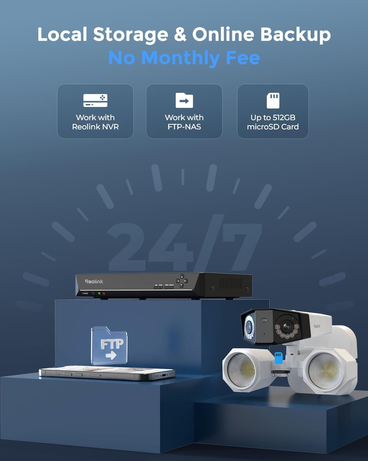 reolink 4k poe security camera duo floodlight poe on a desk or shelf