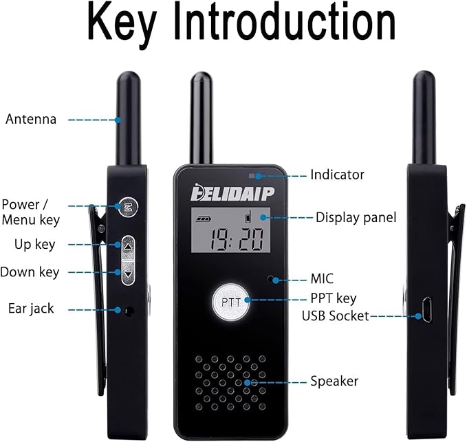 ELIDAIP T-M16 Small Walkie Talkies, Portable Two Way Radio