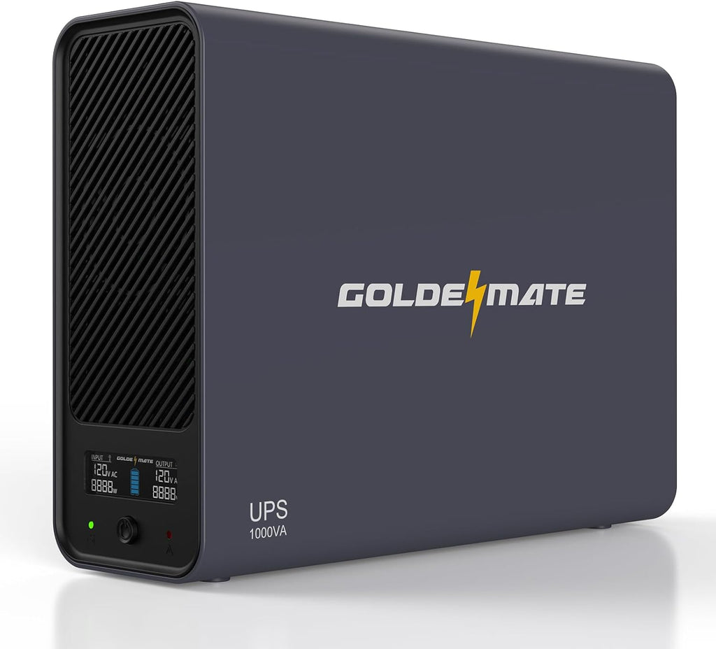 GOLDENMATE 1000VA/800W Lithium UPS Battery Backup & Surge Protector, Backup