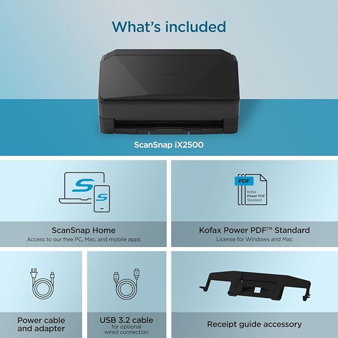 ScanSnap iX2500 Wireless or USB High-Speed Cloud Enabled Document, Photo &