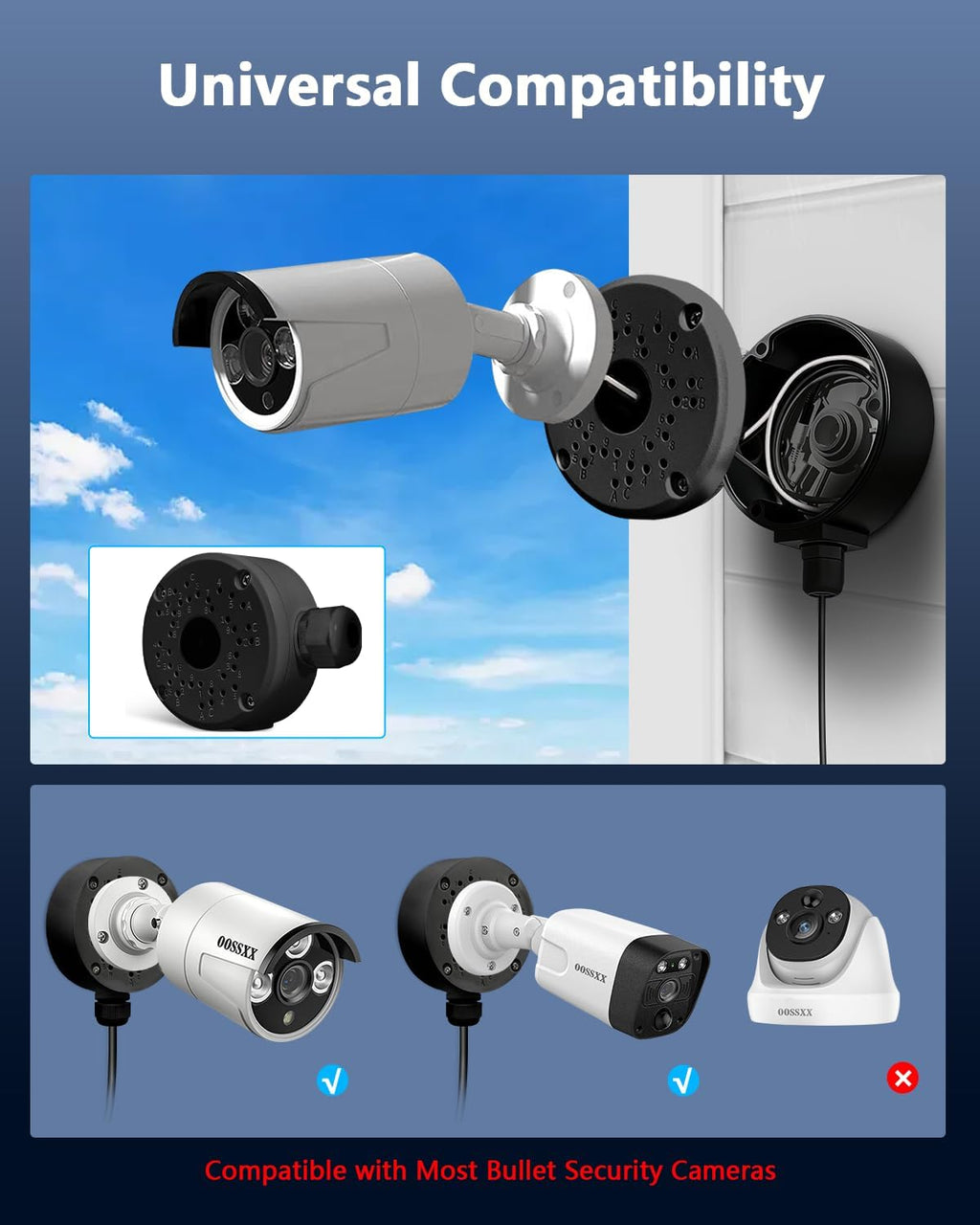 metal aluminum security camera junction box mount bracket, side view
