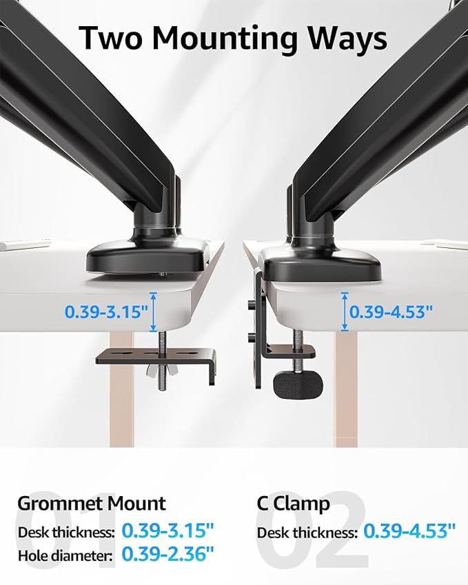 MOUNTUP Dual Monitor Stand for Desk, Monitor Arms for 2 Monitors 32 27 24 22