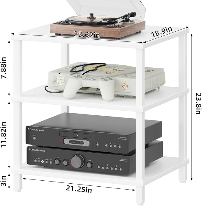 3-Tier AV Media Player Stand, Modern Stereo Cabine, Game Console Shelf