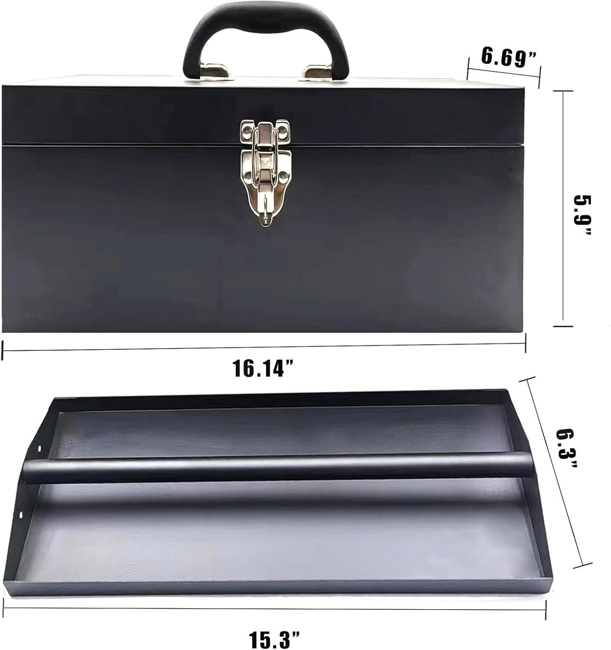 16" portable metal toolbox large tool box 18-gauge, package contents