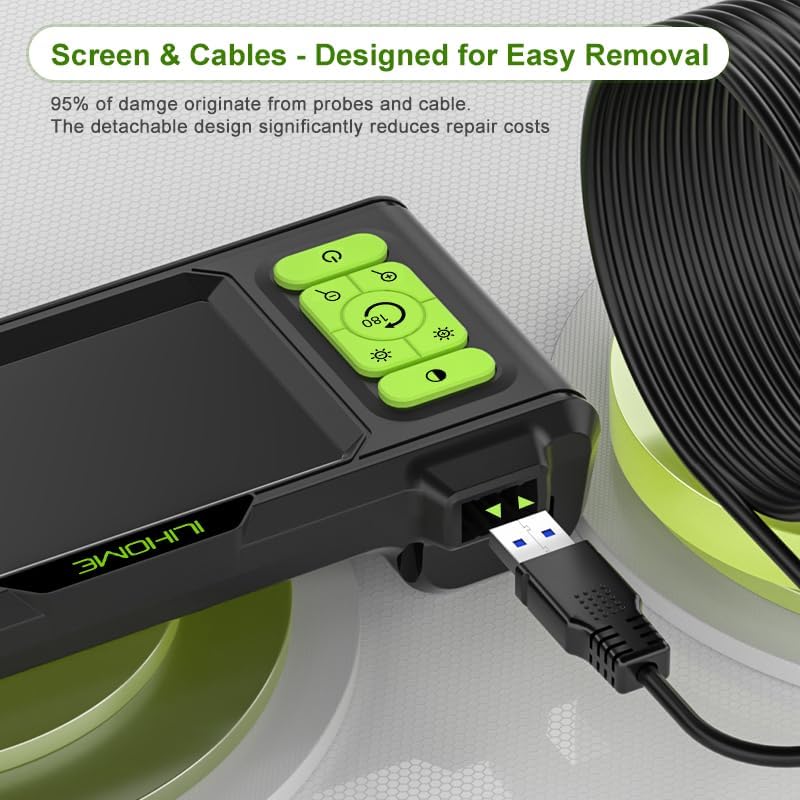 dual lens borescope with light, 1080p industrial endoscope, side view