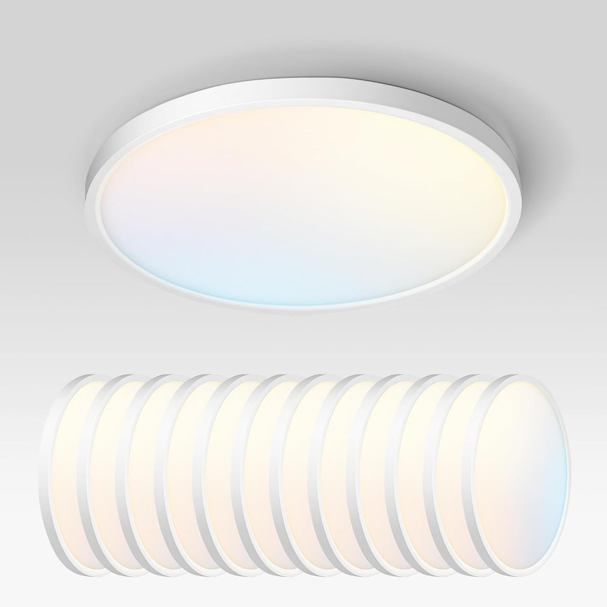 ASD LED 12" Round Flush Mount Ceiling Light Fixture, Low Profile Surface (12 Pack)
