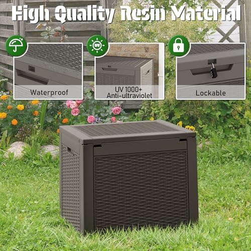 Outdoor Storage Box Waterproof, 35 Gallon Deck Box for Patio Storage