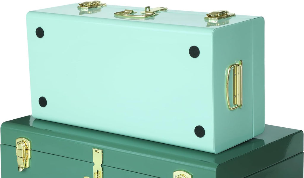 vixdonos decorative large metal box storage trunk chest, close-up detail
