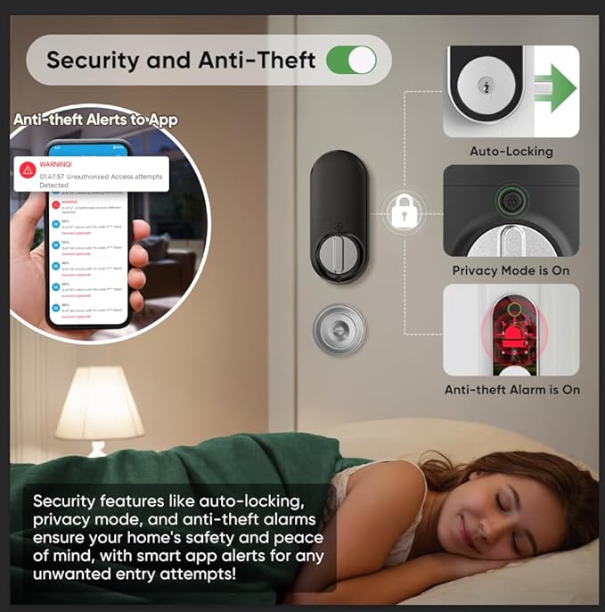 Fingerprint Smart Door Lock Keypad Deadbolt – Keyless Entry