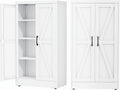 Ckzbx White Metal Cabinets with Doors and Shelves, 43.3" H Storage Cabinet Pantry Cabinet Garage Cabinets for Kitchen, Living Room, Dinning Room