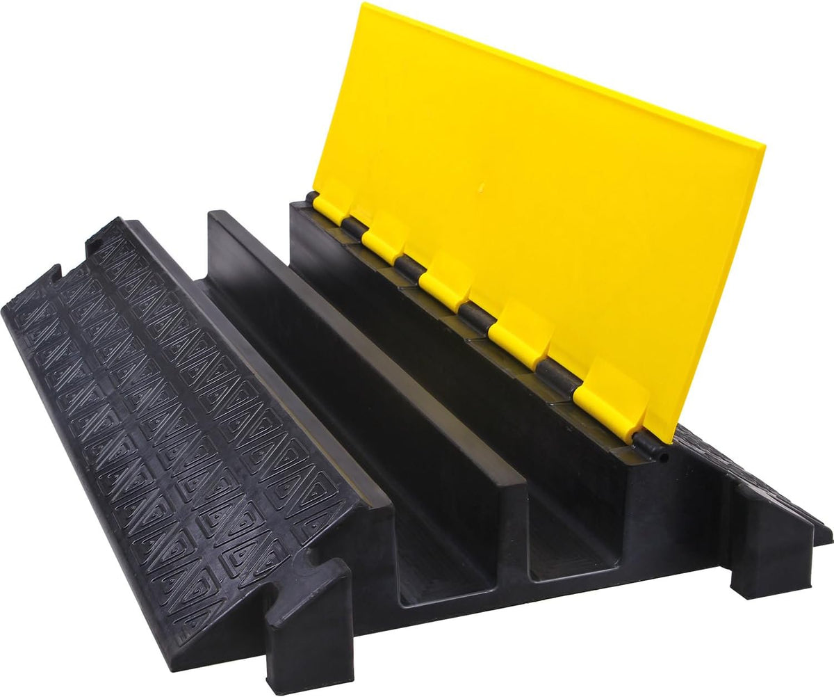 OranLite Large 2-Channel Rubber Floor Cable Protector Ramp, Heavy-Duty Floor