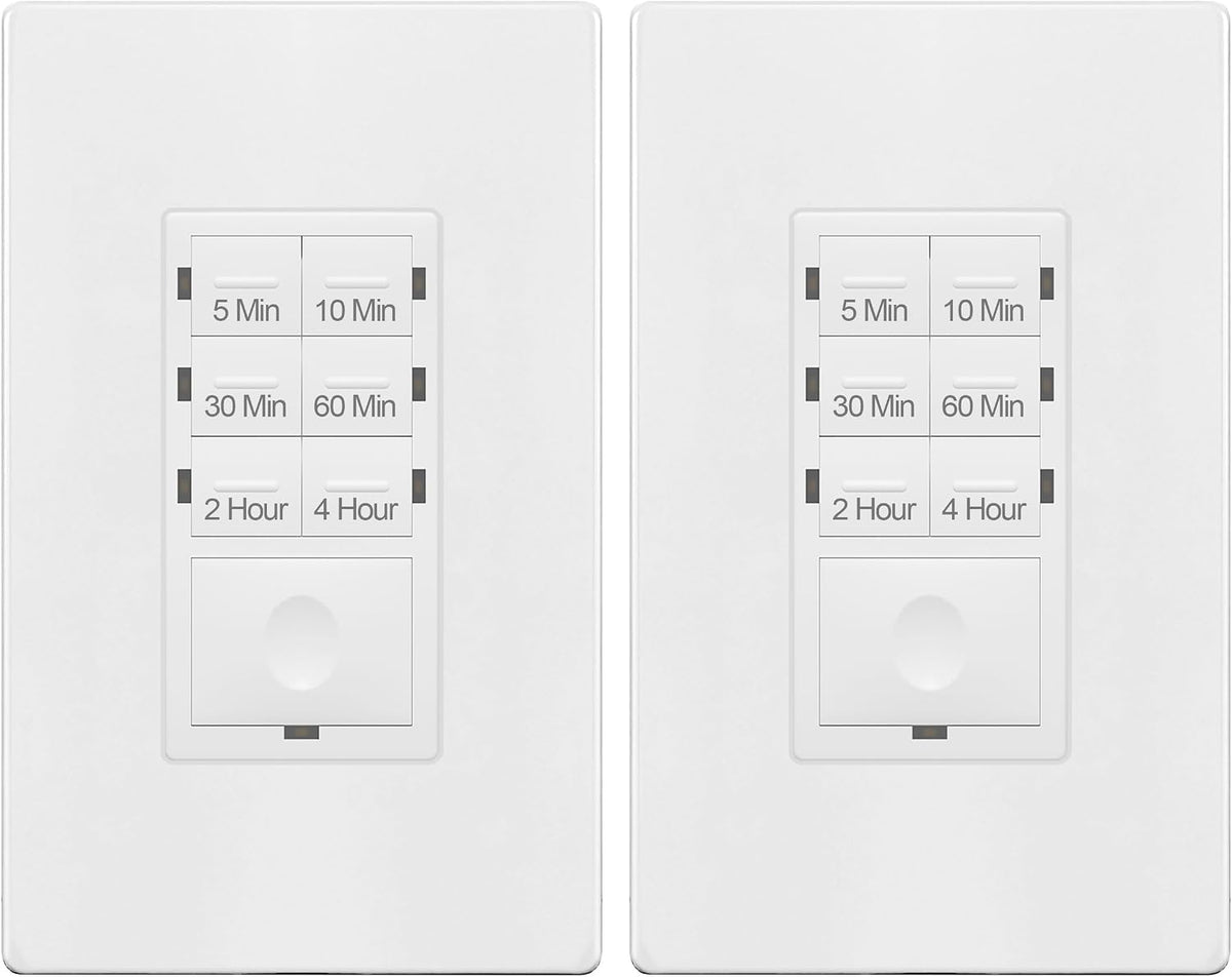 ENERLITES 4-Hour No Neutral Wire Countdown Timer Switch, 5-10-30-60 Min (2 Pack)