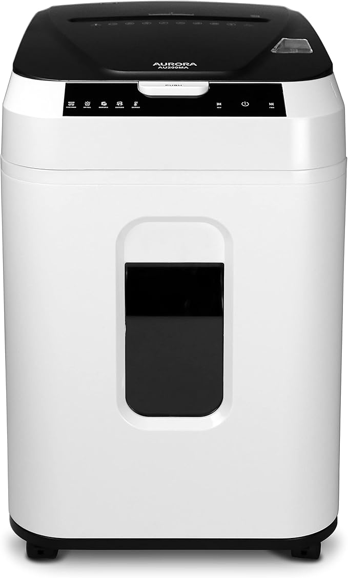 Aurora Commercial Grade 200-Sheet Auto Feed High Security Micro-Cut Paper
