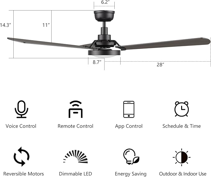 SMAAIR 56inch Smart Wifi Ceiling Fans