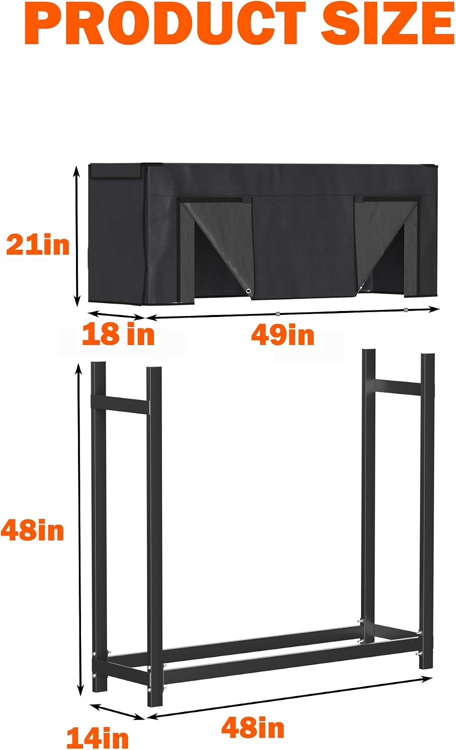 ultrawall 4ft heavy duty firewood rack with waterproof shown in use