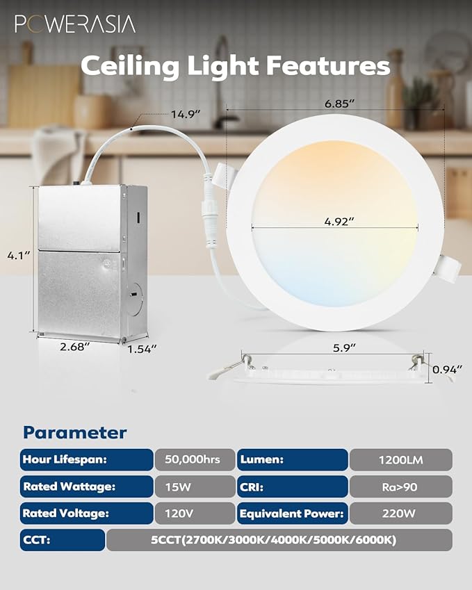 POWERASIA 24 Pack Recessed Lighting 6 Inch