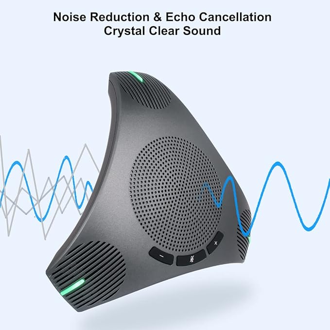Conference Speaker and Microphone, 360° Omnidirectional USB Speakerphone