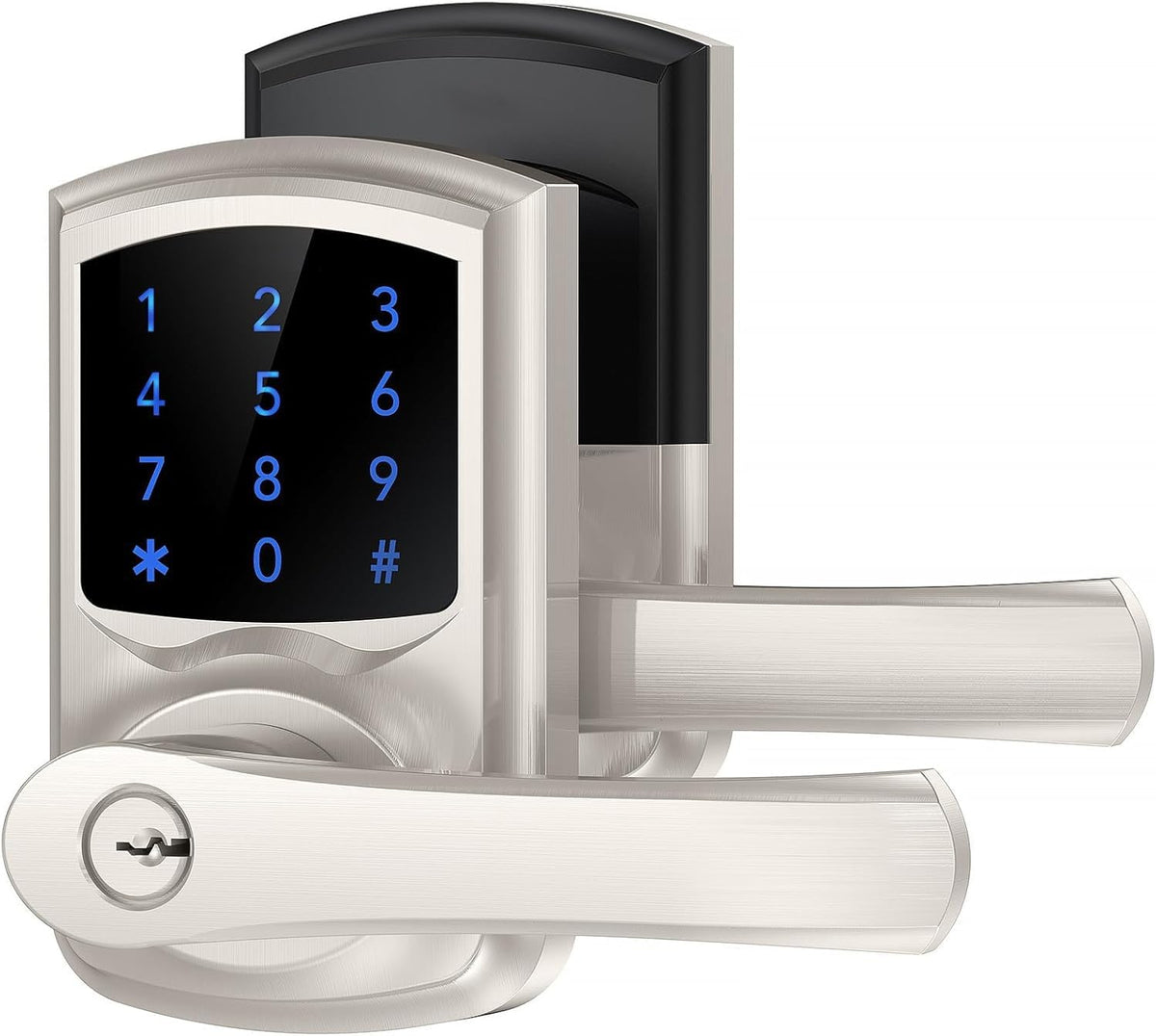 Signstek Keyless Entry Door Lock, Keypad Door-Lock with Code, Electronic Digital Smart Lock for Front Door with Handle, Touchscreen, Satin Nickel