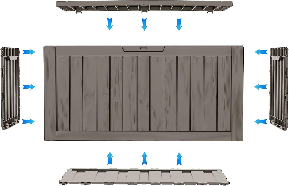 90 gallon outdoor storage with wheels, lockable waterproof, package contents