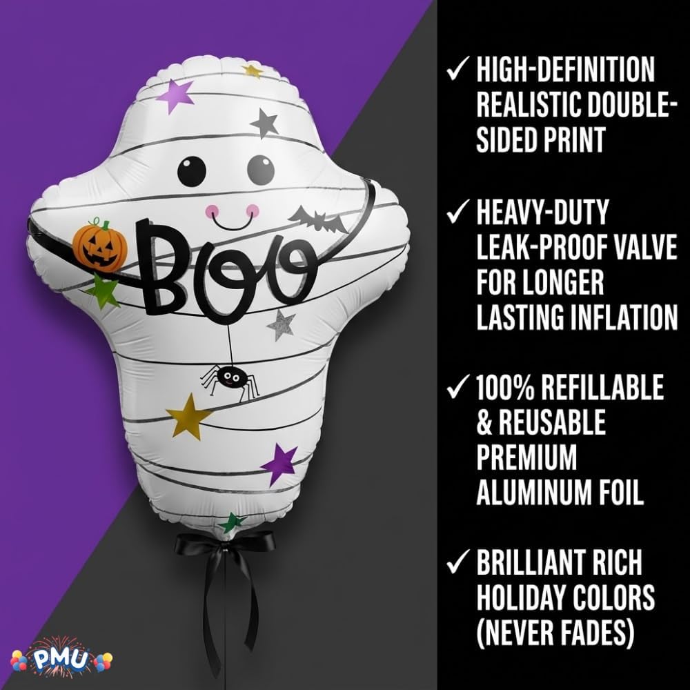 PMU 10 Pc Mummy Ghost 25in Balloon for Halloween Party Spooky Decorations