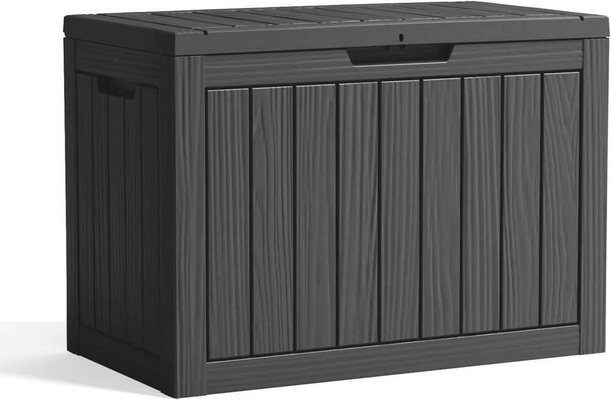 60 Gallon Outdoor Storage Box,Waterproof UV Resistant Deck Box,Lockable Storage Container for Patio Furniture Cushions Garden Tools and Pool Accessories(Black)