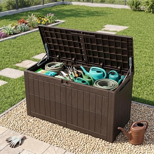 Tangkula 100 Gallon Outdoor Storage Box with Lockable Lid
