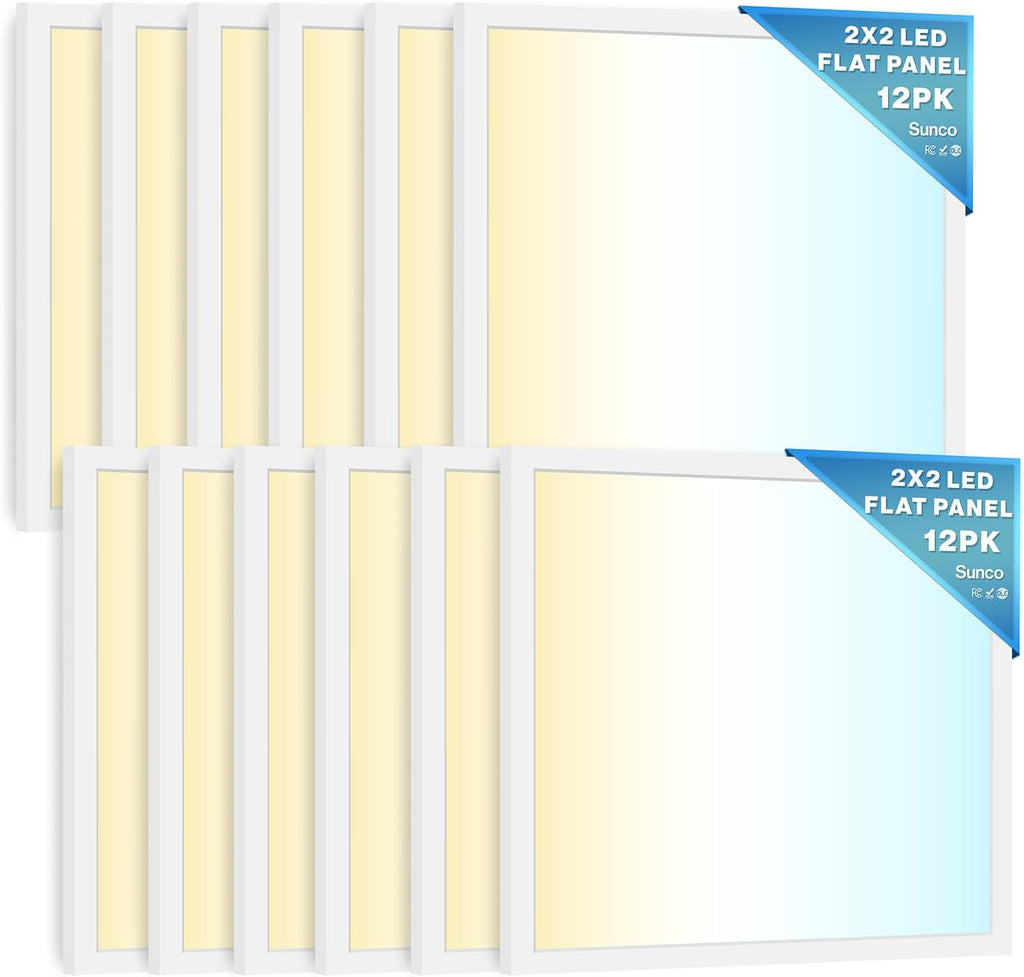 Sunco 12 Pack 2x2 LED Flat Panel Light, Dual Selectable CCT 4000K/5000K/6000K &