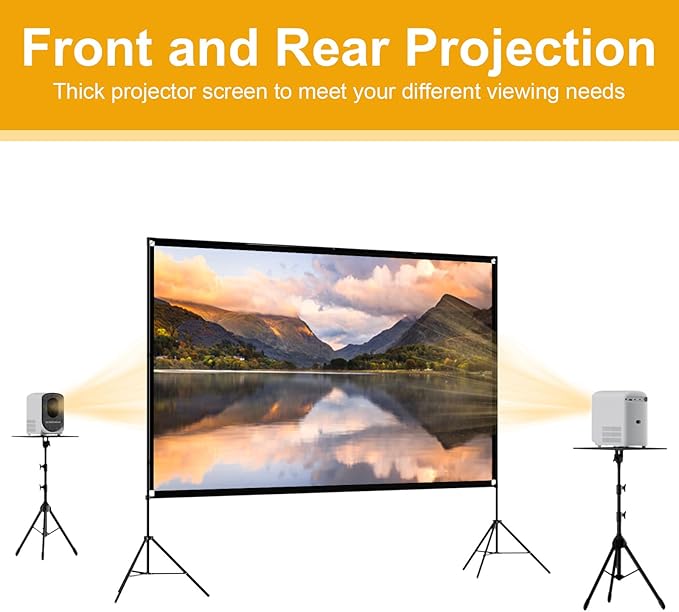 Outdoor Projector Screen with Stand, SCREENMAX 120 inch Foldable Projector