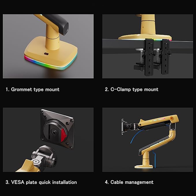 NB Gaming Monitor Arm or for 32 to 60 Inches Screen, Load up to 20 kg, VESA