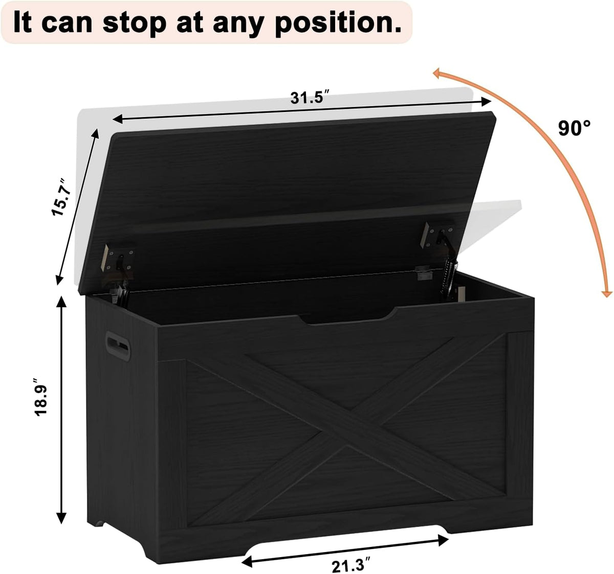 timberer 31.5" storage chest, wooden storage bench, entryway, close-up detail