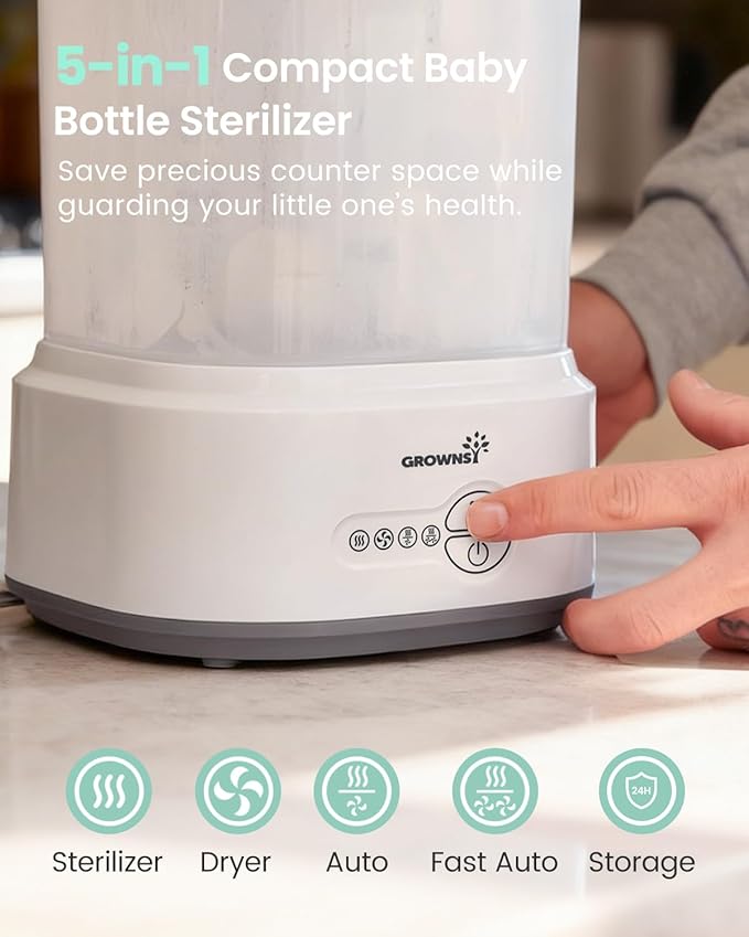 GROWNSY Bottle Sterilizer and Dryer, Compact Electric Steam Baby Bottle