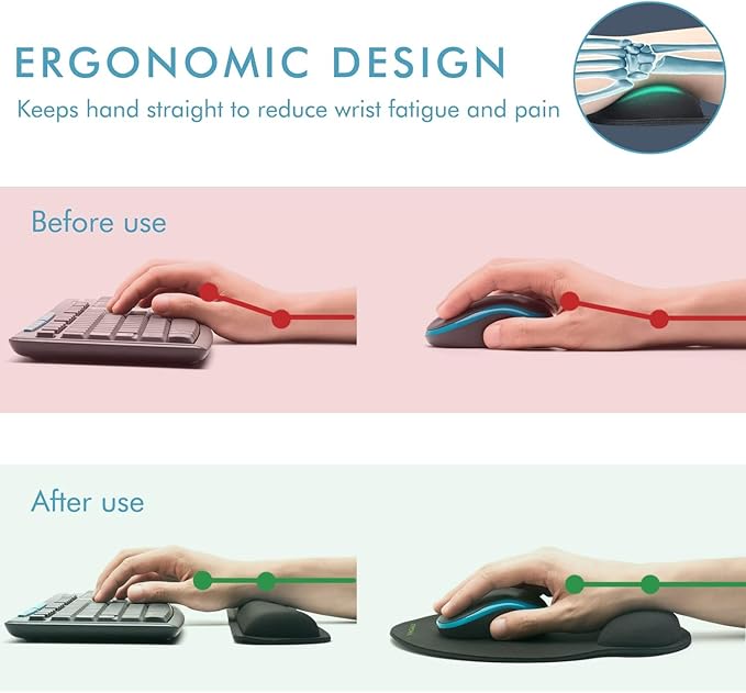 Ergonomic Mouse Pad with Wrist Rest Premium Memory Foam Keyboard and Mouse
