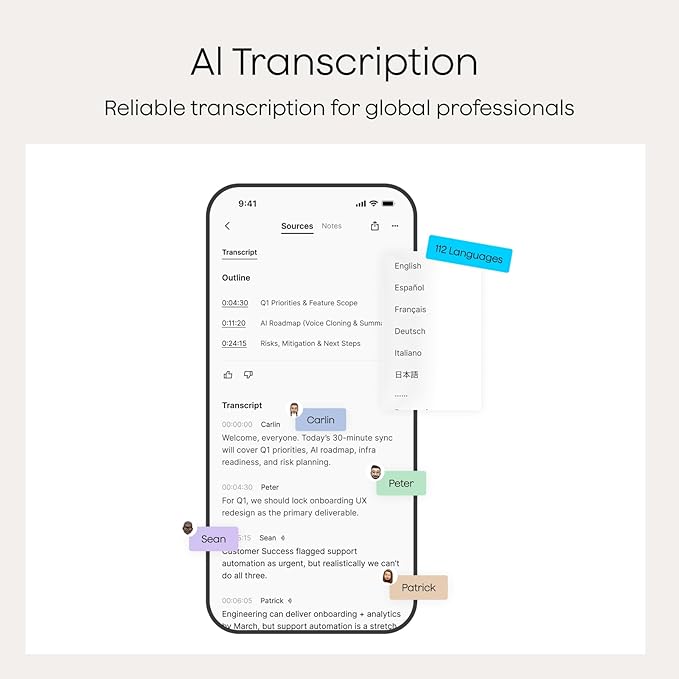 Plaud Note AI Voice Recorder, Voice Recorder w/Case, App Control, Transcribe &