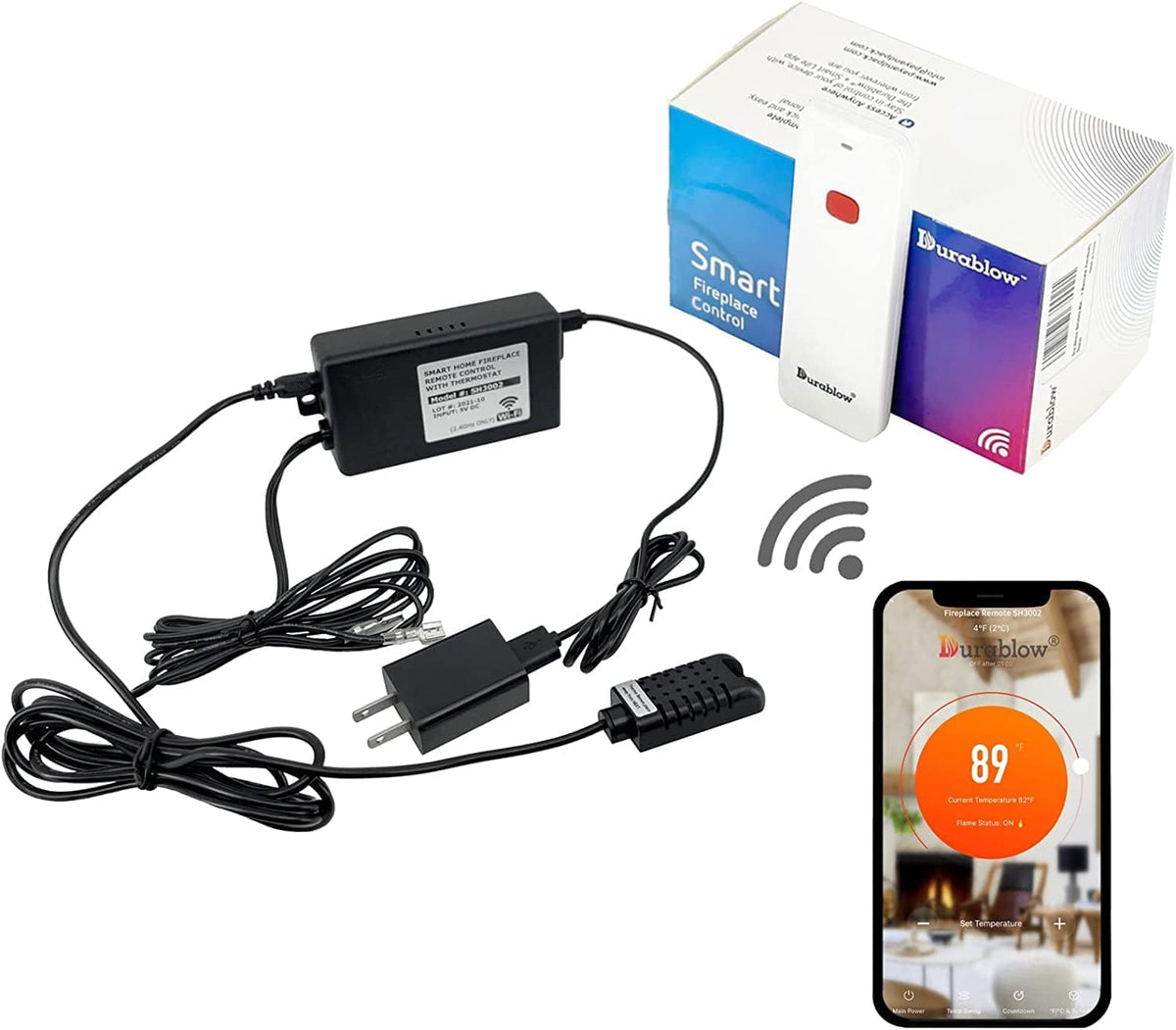 Durablow SH3002D-RH Dual WiFi Smart Home Gas Fireplace Remote Control